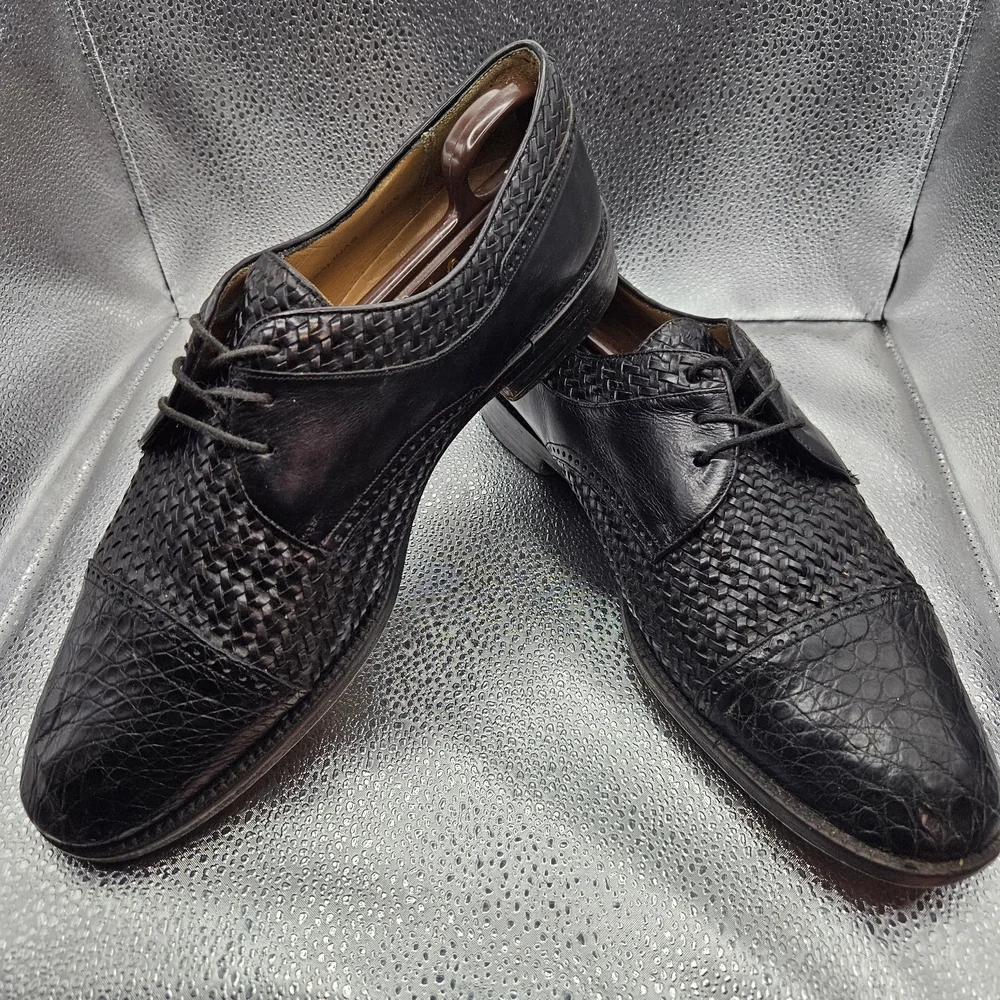 Mezlan Black Leather Oxford Shoes with Brogue Detailing Men's Size 10-11